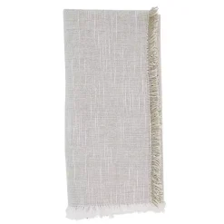 Tan and White Two-Tone Fringe Napkins, Set of 4