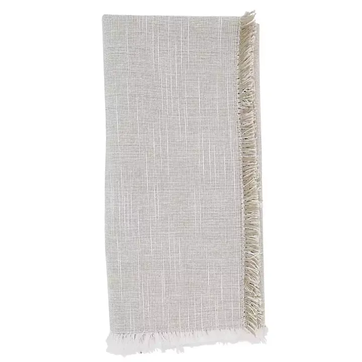 Tan and White Two-Tone Fringe Napkins, Set of 4