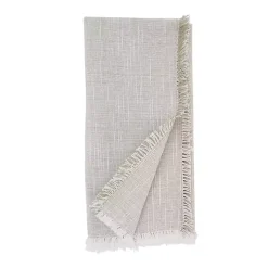 Tan and White Two-Tone Fringe Napkins, Set of 4