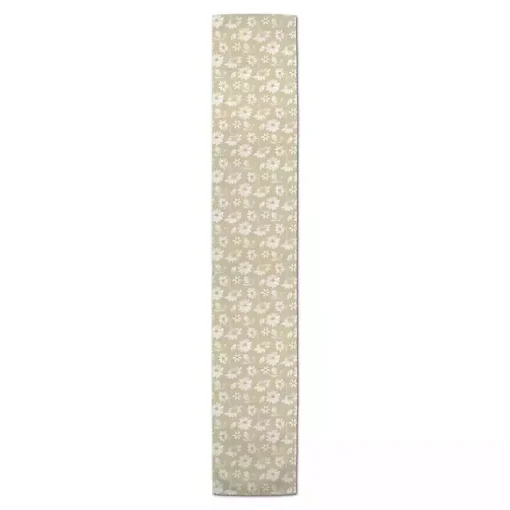 Tan and White Wildflower Table Runner, 72 in.