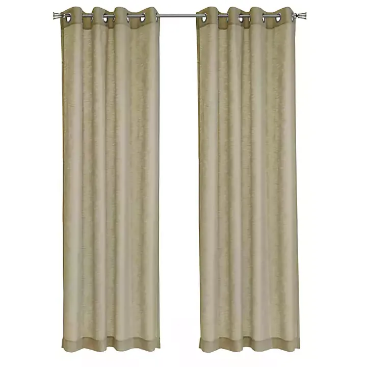 Tan Boucle Sheer Single Curtain Panel, 63 in.