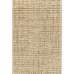 Tan Checker Weave Seagrass Area Rug, 5x8
