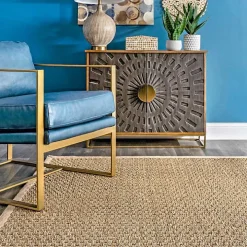 Tan Checker Weave Seagrass Area Rug, 5x8