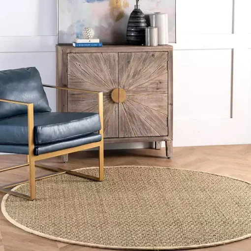 Tan Checker Weave Seagrass Area Rug, 5x8