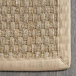Tan Checker Weave Seagrass Area Rug, 5x8