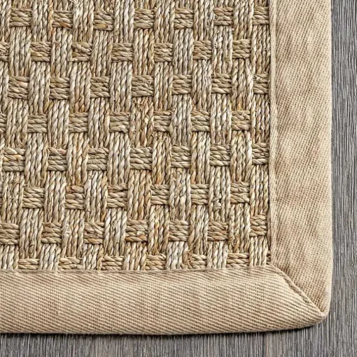 Tan Checker Weave Seagrass Area Rug, 5x8
