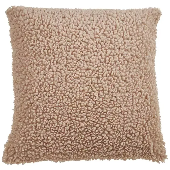 Tan Faux Lamb Fur Pillow