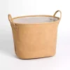 Tan Faux Leather Storage Bin