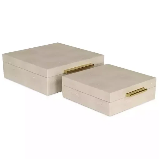 Tan Faux Shagreen 2-pc. Square Decorative Boxes