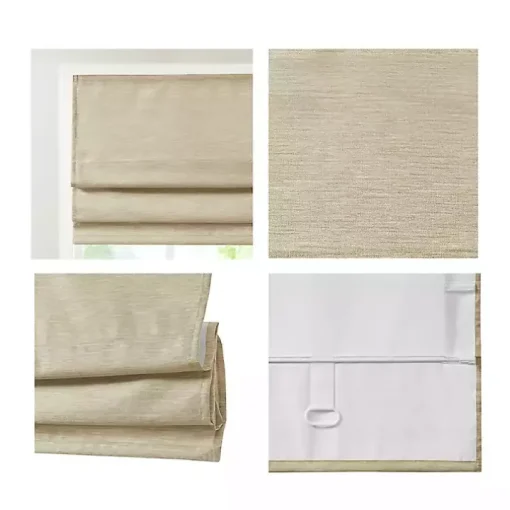 Tan Faux Silk Room Darkening Roman Shade, 33 in.