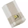 Tan Hemstitch Embroidered Lemon Napkins, Set of 4