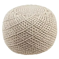 Tan Macrame Cotton Pouf