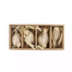 Tan Porcelain Bird Figurines, Set of 4