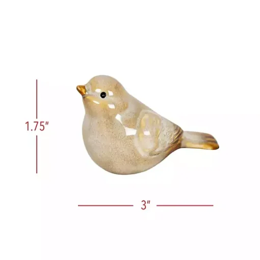 Tan Porcelain Bird Figurines, Set of 4