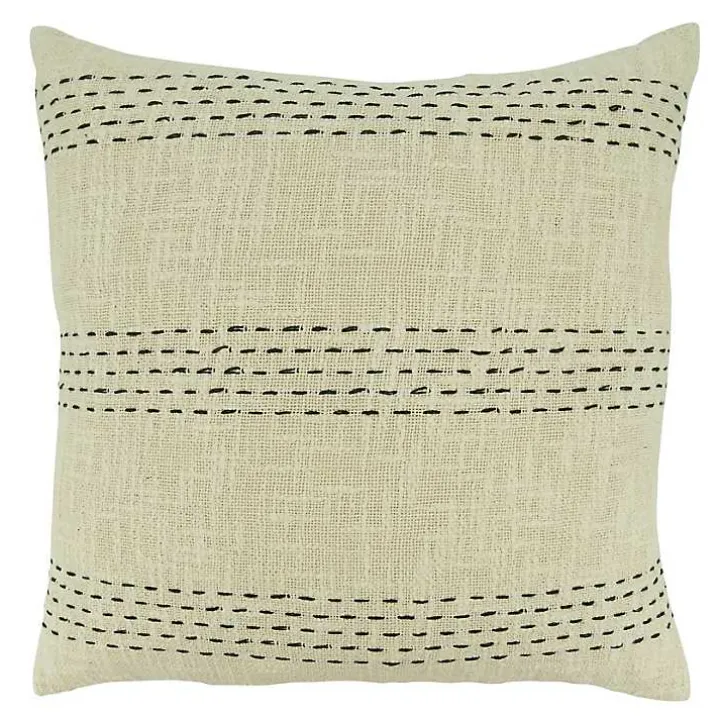 Tan Stitched Throw Pillow