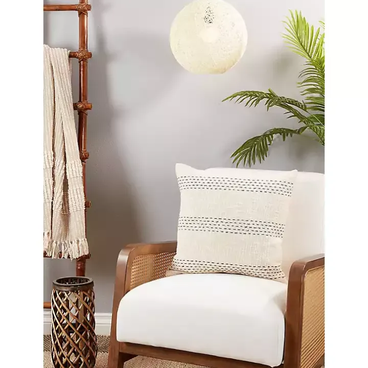 Tan Stitched Throw Pillow