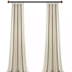 Tan Stripe Farmhouse Curtain Panel Set, 95 in.