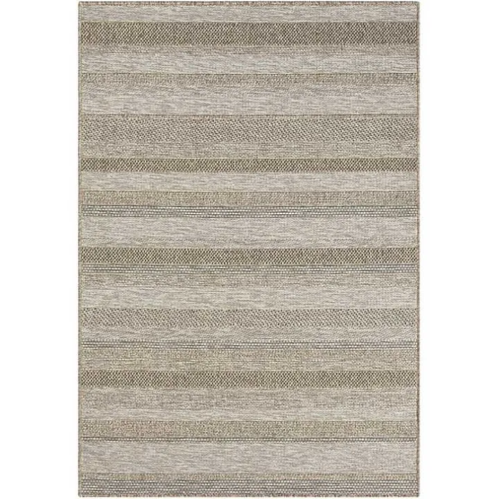 Tan Striped Indoor/Outdoor Area Rug, 5x7