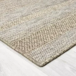 Tan Striped Indoor/Outdoor Area Rug, 5x7
