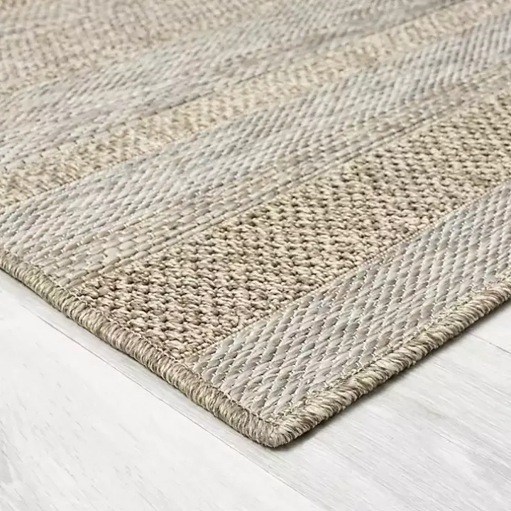 Tan Striped Indoor/Outdoor Area Rug, 5x7