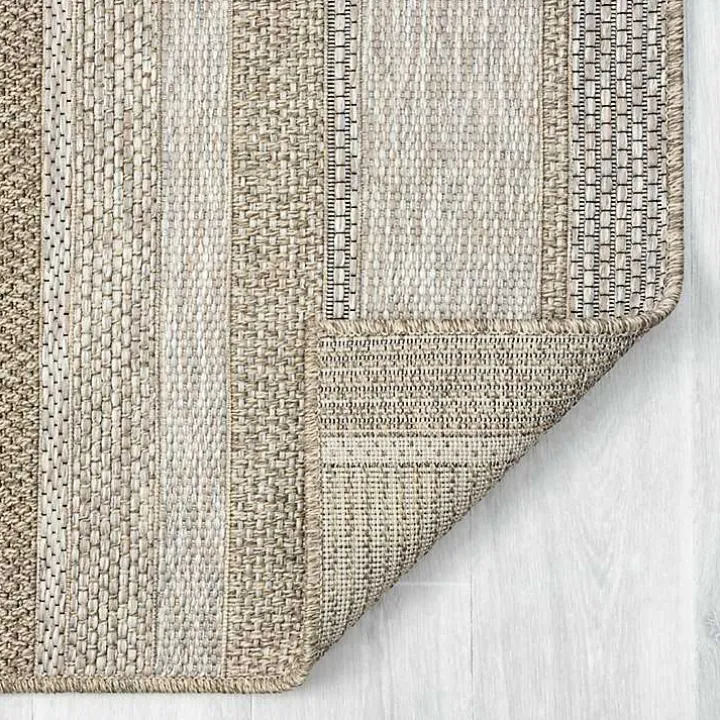 Tan Striped Indoor/Outdoor Area Rug, 5x7