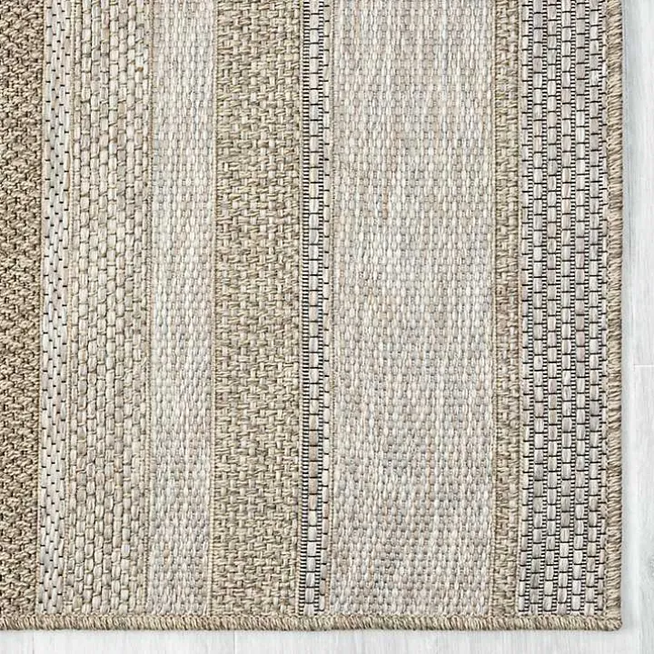 Tan Striped Indoor/Outdoor Area Rug, 5x7