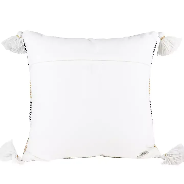 Tan Textured Stripes Outdoor Throw Pillow