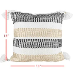 Tan Textured Stripes Outdoor Throw Pillow