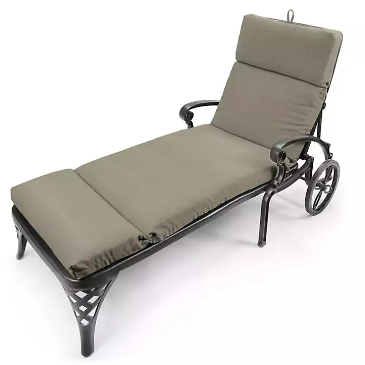 Taupe Canvas French Edge Outdoor Chaise Cushion