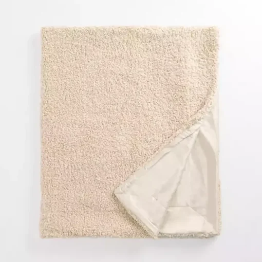 Taupe Curly Faux Lamb Fur Throw