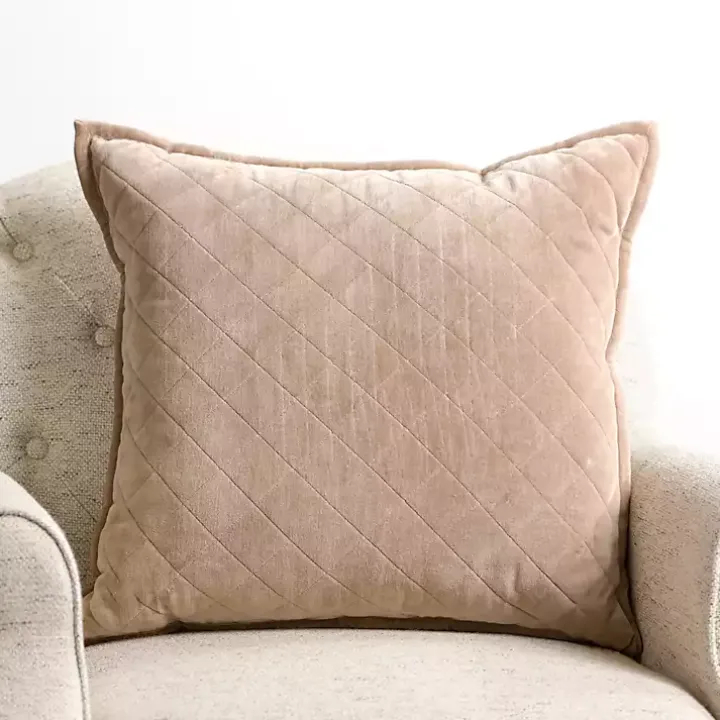 Taupe Diamond Velvet Pillow