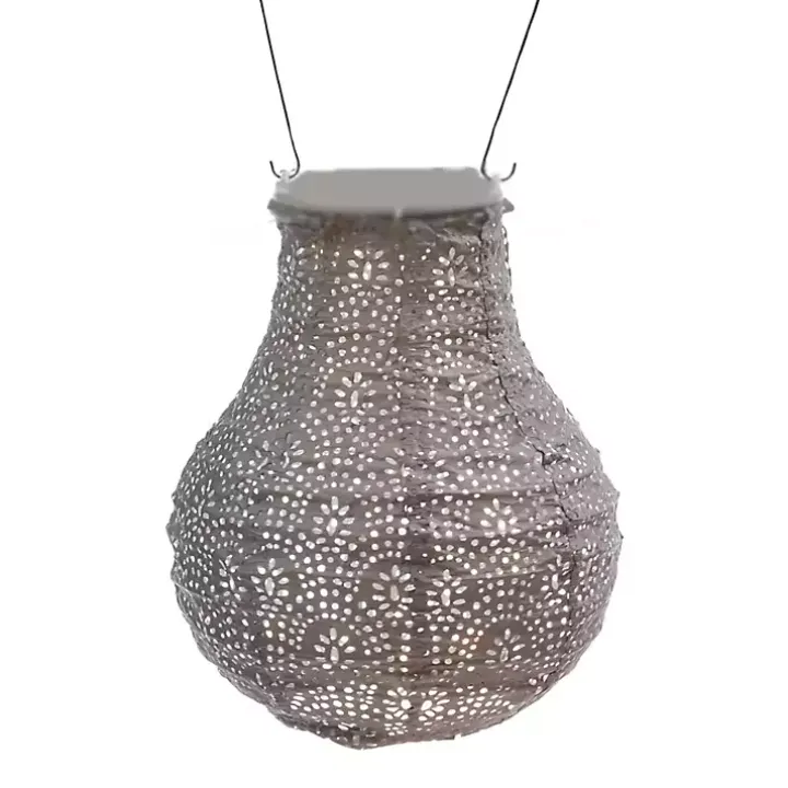 Taupe Fan Bulb Hanging LED Outdoor Lantern