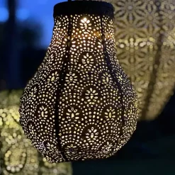 Taupe Fan Bulb Hanging LED Outdoor Lantern