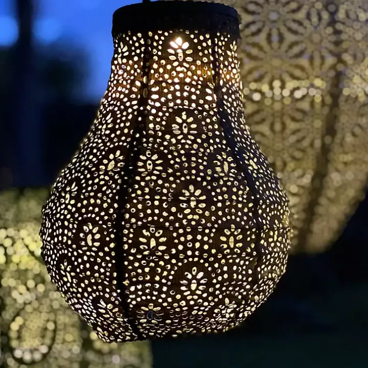 Taupe Fan Bulb Hanging LED Outdoor Lantern