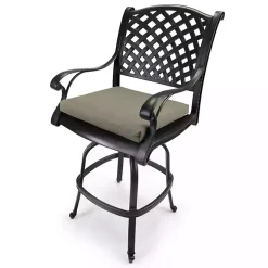 Taupe French Edge Outdoor Chair Cushions, Set of 2