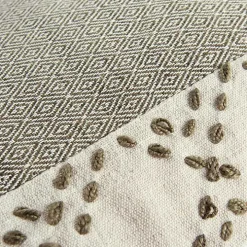 Taupe Kantha Stitch Recycled Throw Pillow