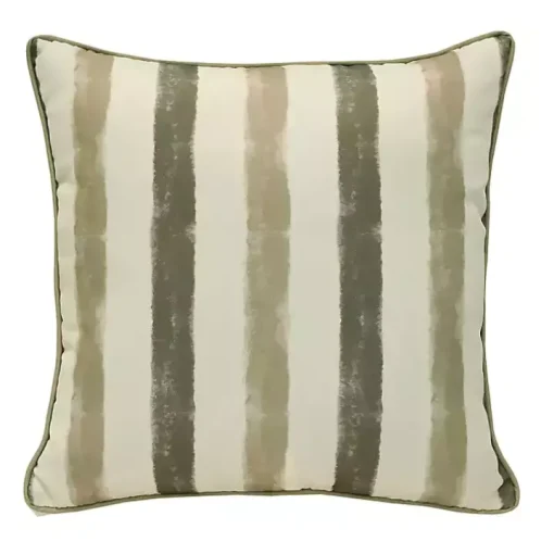 Taupe Striped Outdoor Pillow