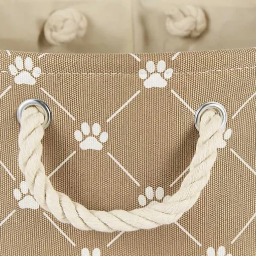 Taupe Trellis Paw Print Storage Basket, 14 in.