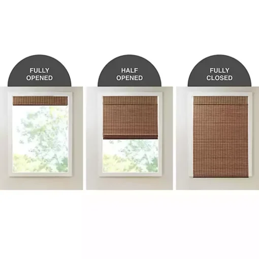 Teak Bamboo Light Filtering Roman Shade, 27 in.