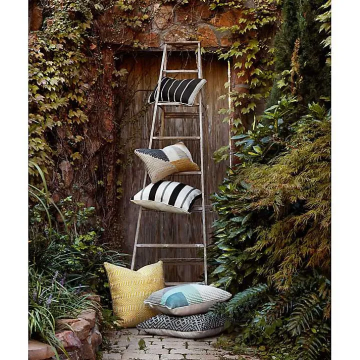 Teal and Brown Abstract Outdoor Pillow