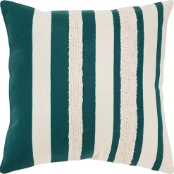 Teal and Ivory Ozzy Striped Pillow