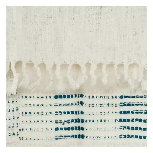 Teal and Ivory Woven Stripe Throw
