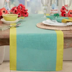 Teal and Mustard Colorblock Table Runner