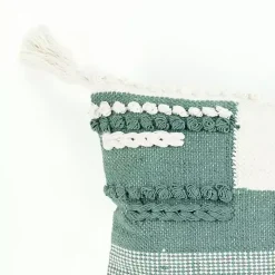 Teal Braided Color Block Lumbar Pillow