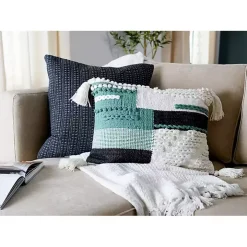 Teal Braided Color Block Lumbar Pillow