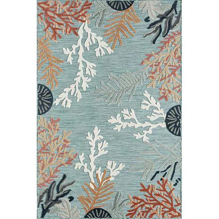 Teal Coral Reef Area Rug, 5x7