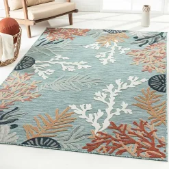 Teal Coral Reef Area Rug, 5x7