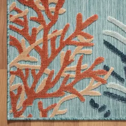 Teal Coral Reef Area Rug, 5x7