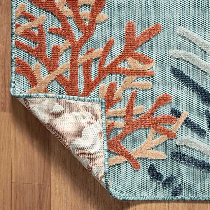 Teal Coral Reef Area Rug, 5x7