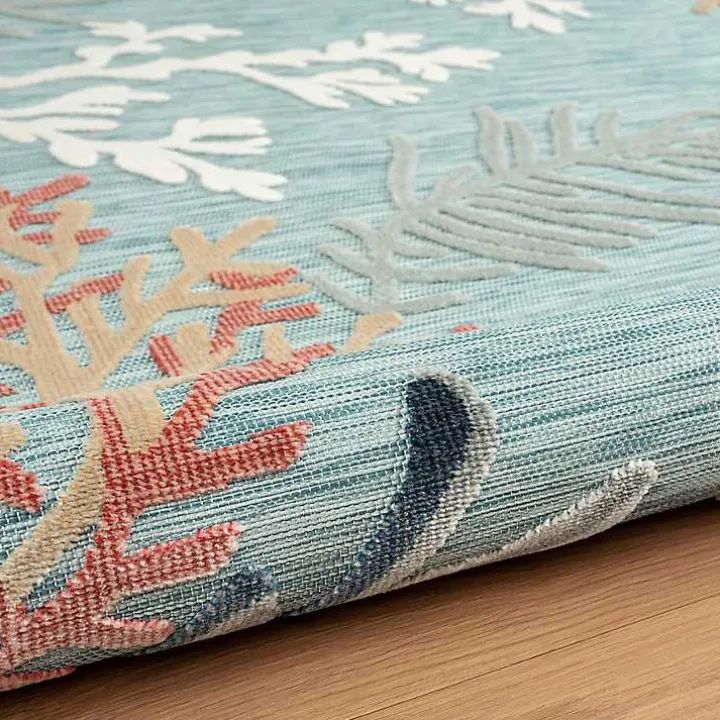 Teal Coral Reef Area Rug, 5x7